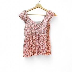 Hollister Size Medium Red Floral Blouse